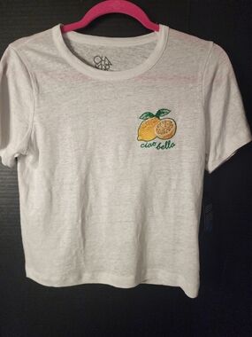 Ciao Bella White Crop Top with Lemon Embroidery